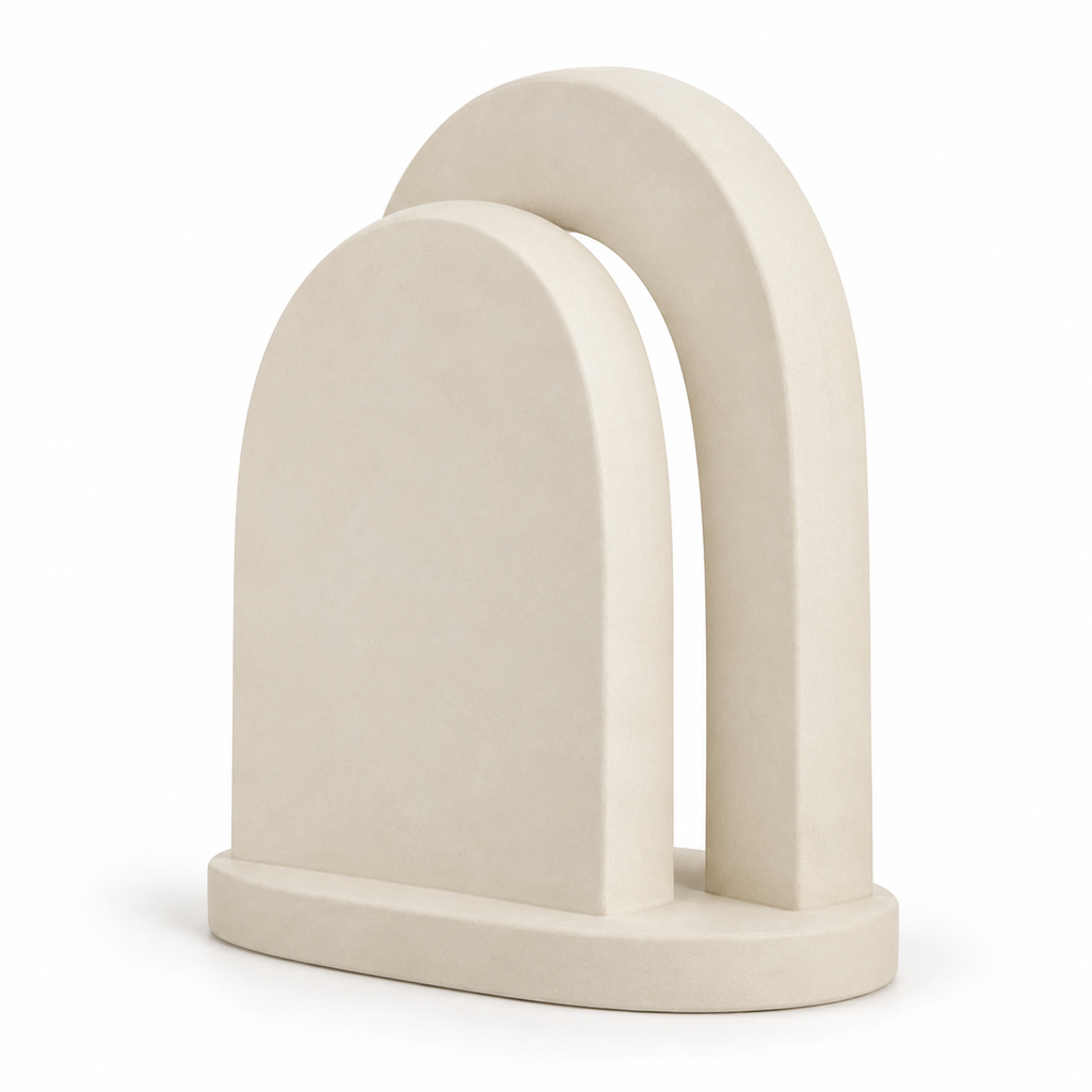 Selnora Offset Arch Resin Sculpture - Warm Ivory