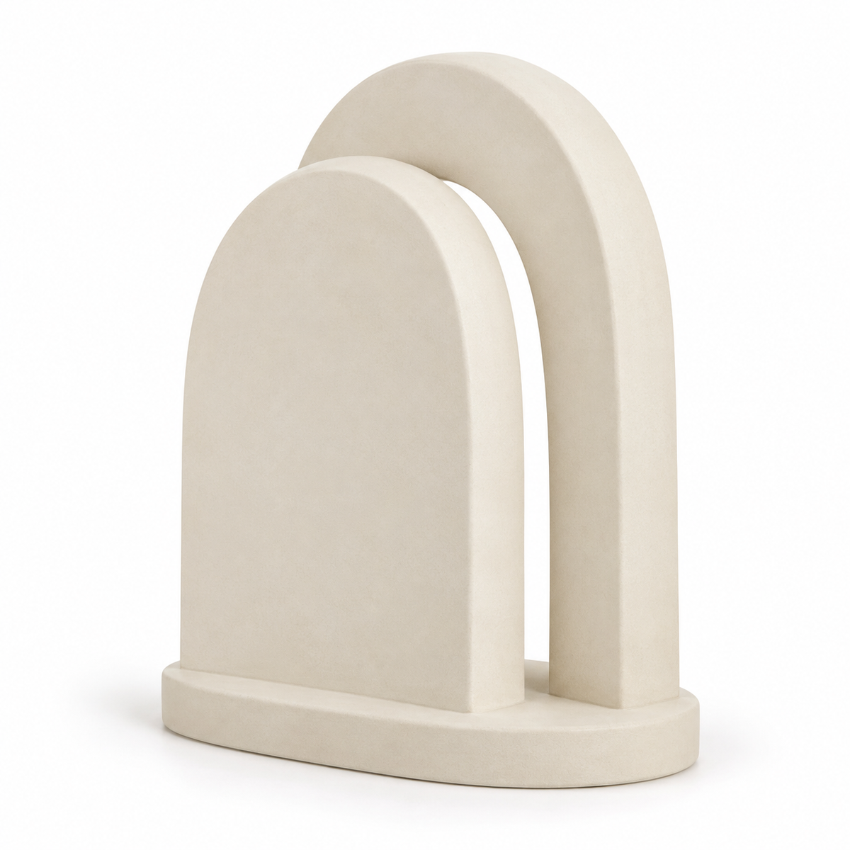 Selnora Offset Arch Resin Sculpture - Warm Ivory