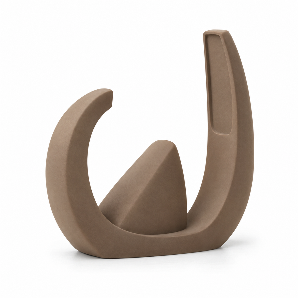Talvora Split Halo Resin Sculpture - Clay Brown