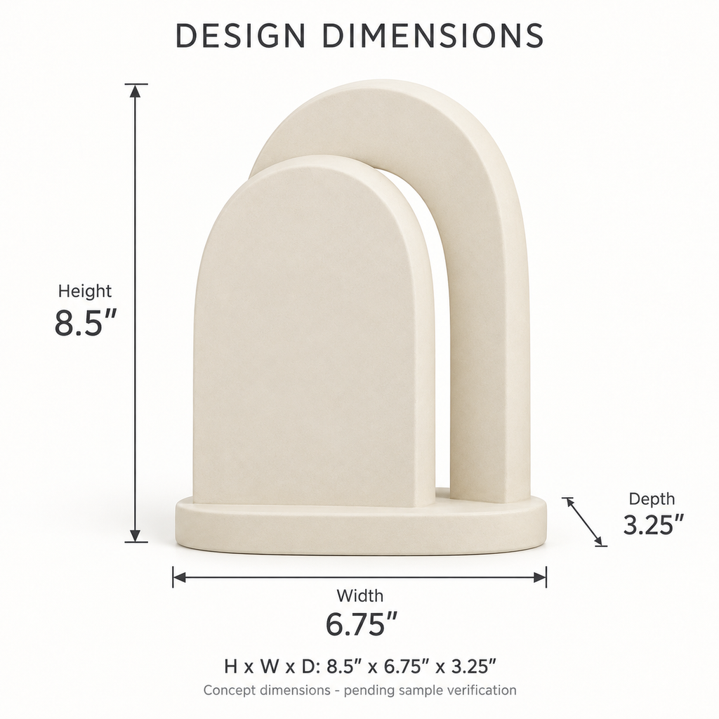 Selnora Offset Arch Resin Sculpture - Warm Ivory