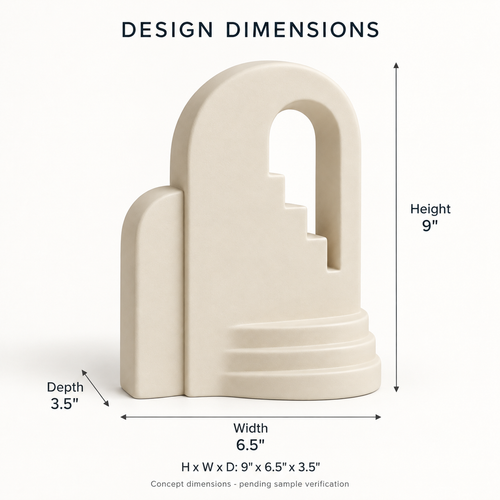 Avelune Terraced Window Resin Sculpture - Warm Ivory