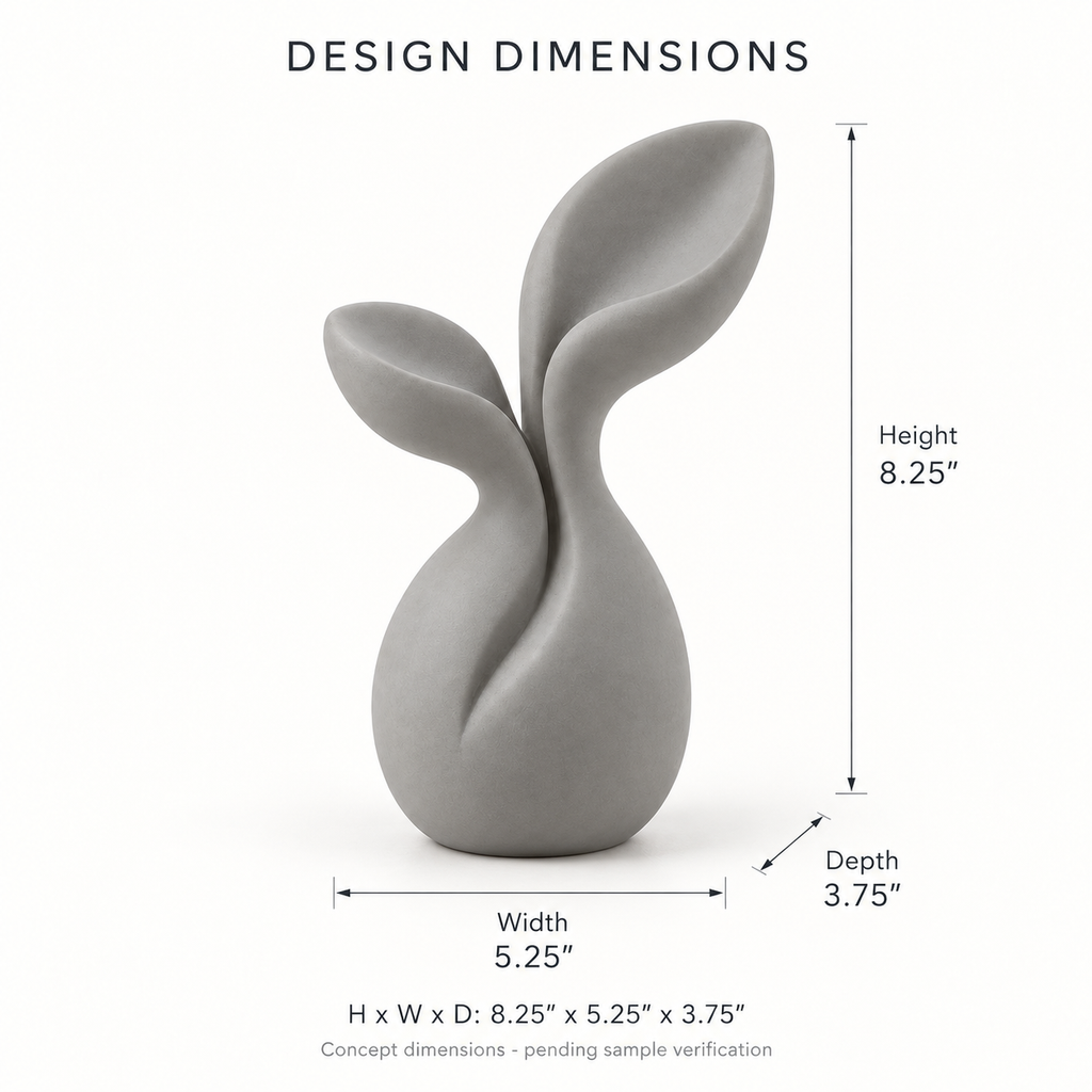 Mirevon Sprout Fold Resin Sculpture - Stone Gray