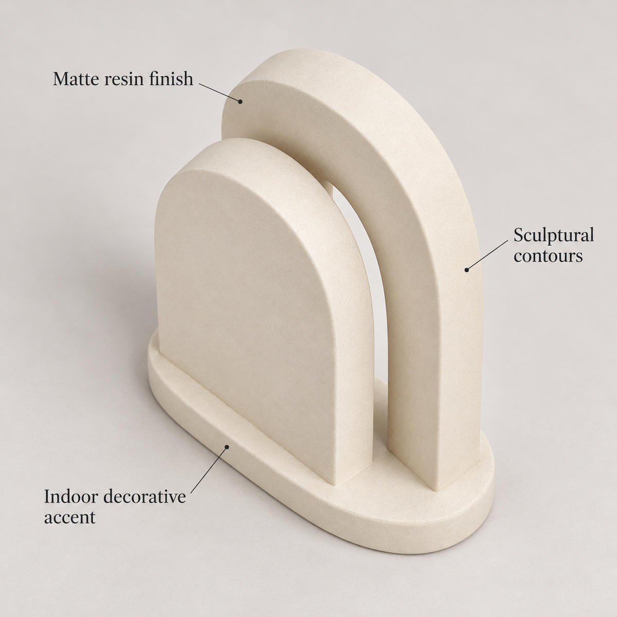 Selnora Offset Arch Resin Sculpture - Warm Ivory