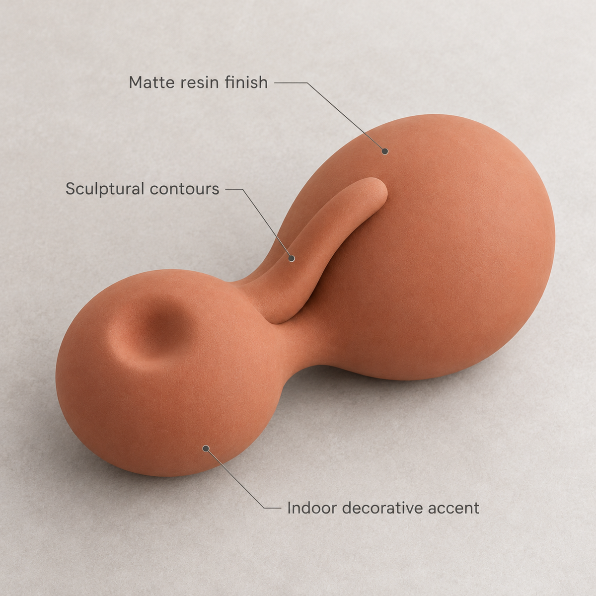 Caelori Paired Pod Resin Sculpture - Muted Terracotta