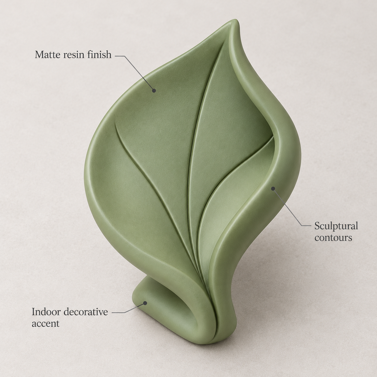 Brinora Veined Leaf Resin Sculpture - Sage Green