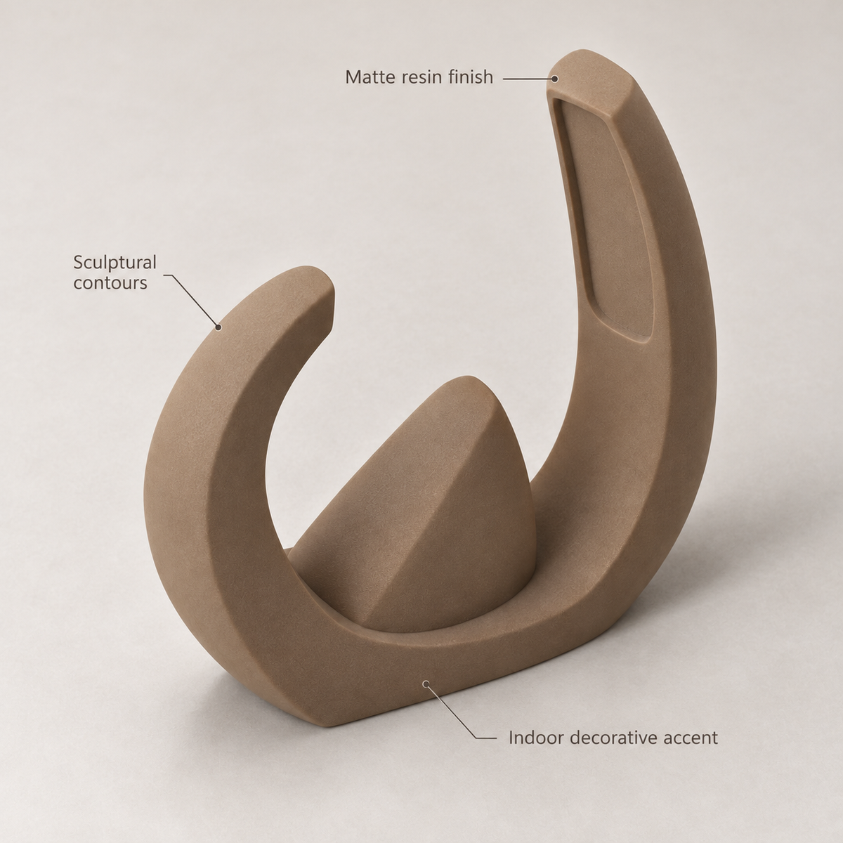 Talvora Split Halo Resin Sculpture - Clay Brown