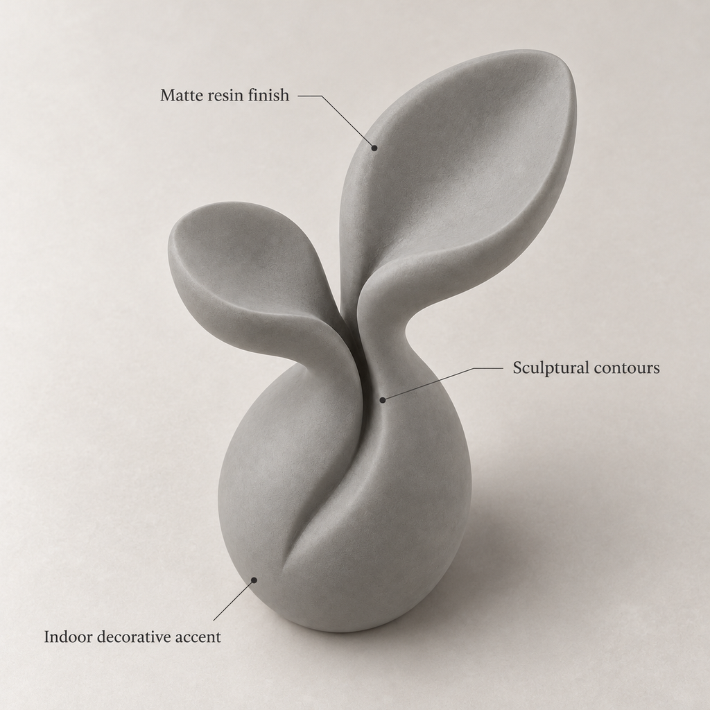 Mirevon Sprout Fold Resin Sculpture - Stone Gray