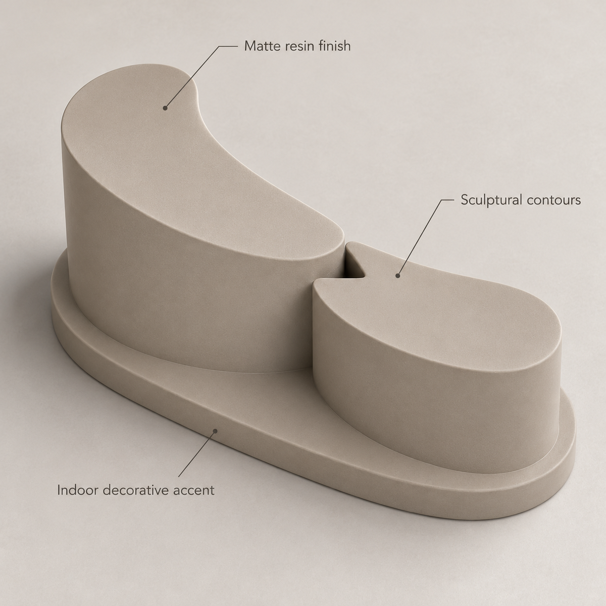 Liorven Staggered Horizon Resin Sculpture - Warm Taupe