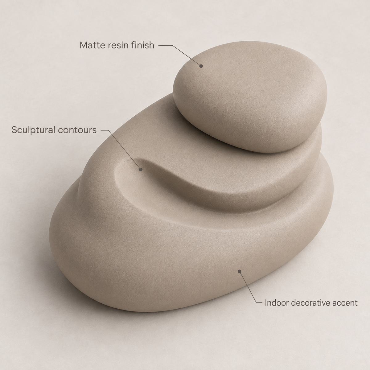 Dovessa Layered Pebble Resin Sculpture - Warm Taupe