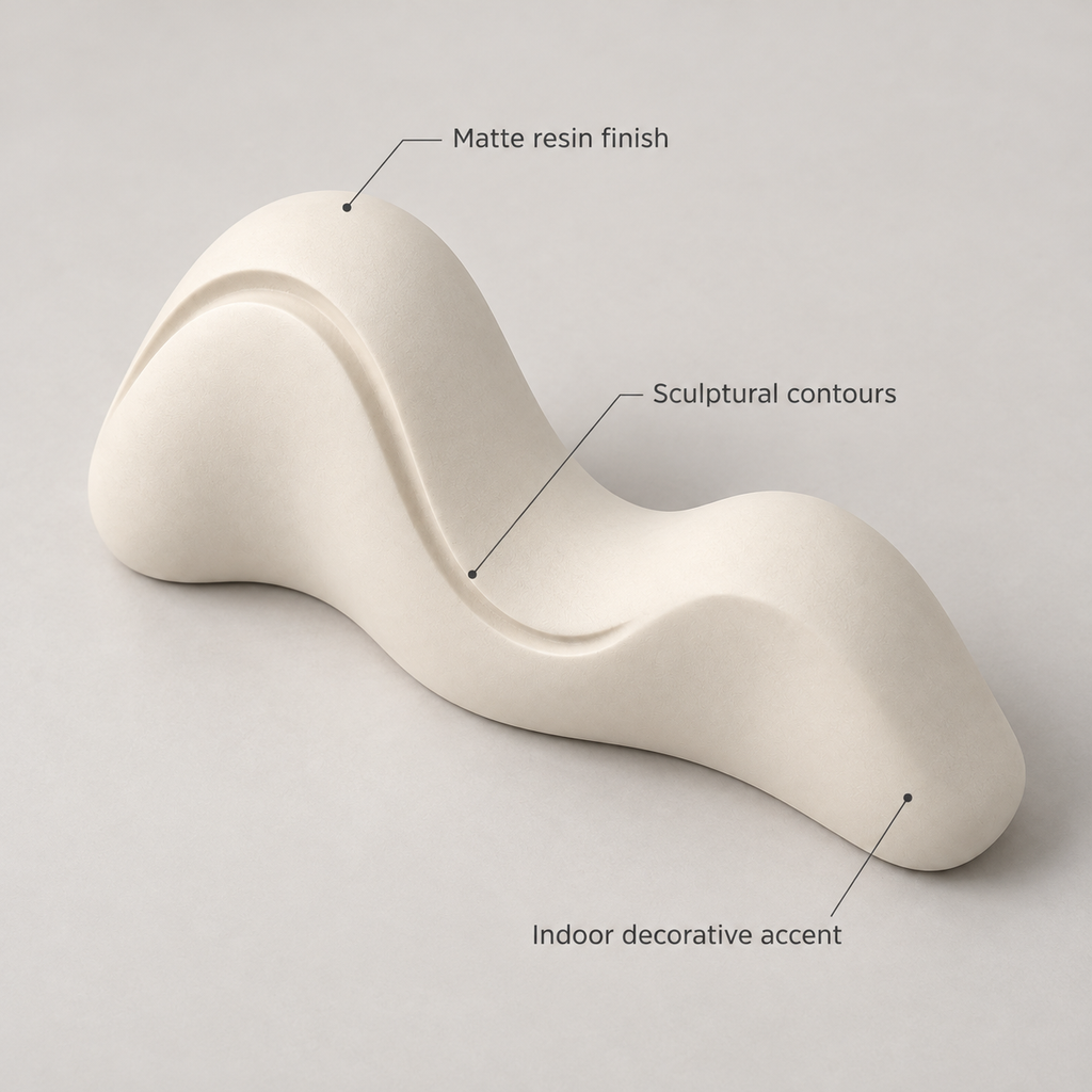 Nuvarel Contour Wave Resin Sculpture - Cream