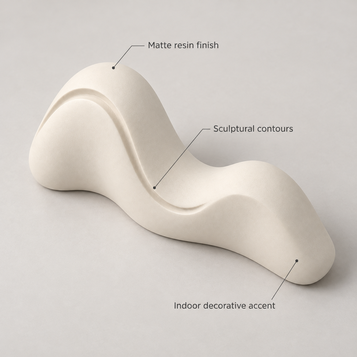 Nuvarel Contour Wave Resin Sculpture - Cream