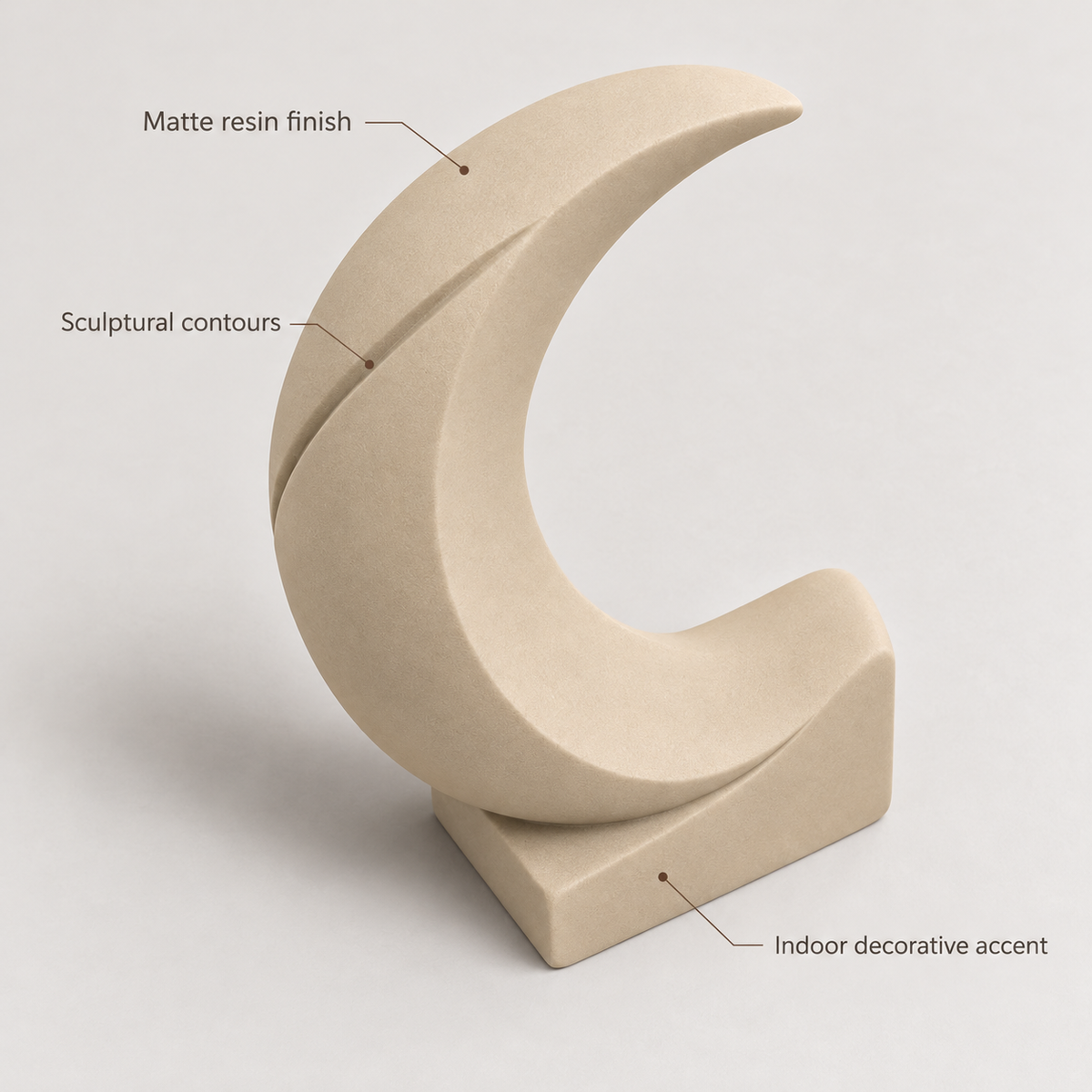 Veylune Folded Crescent Resin Sculpture - Sand Beige