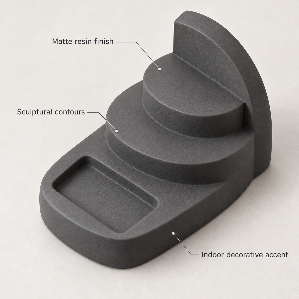 Cenvora Quiet Terrace Resin Sculpture - Charcoal Gray