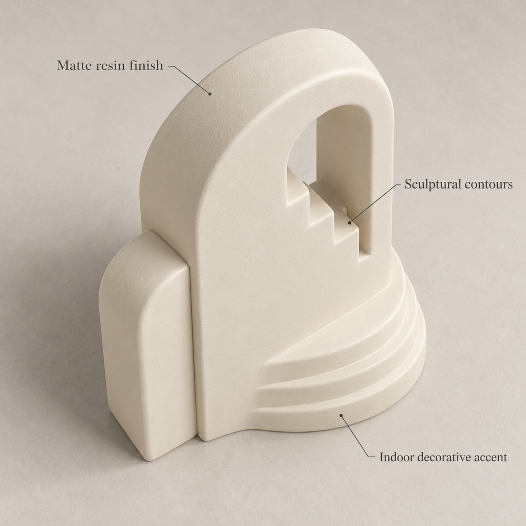 Avelune Terraced Window Resin Sculpture - Warm Ivory