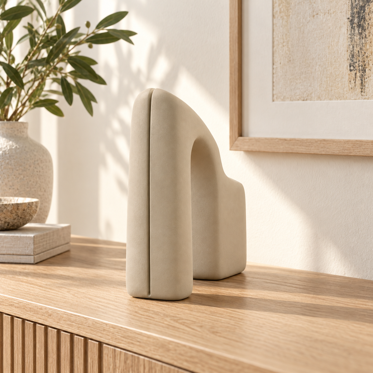 Rovelia Folded Passage Resin Sculpture - Sand Beige