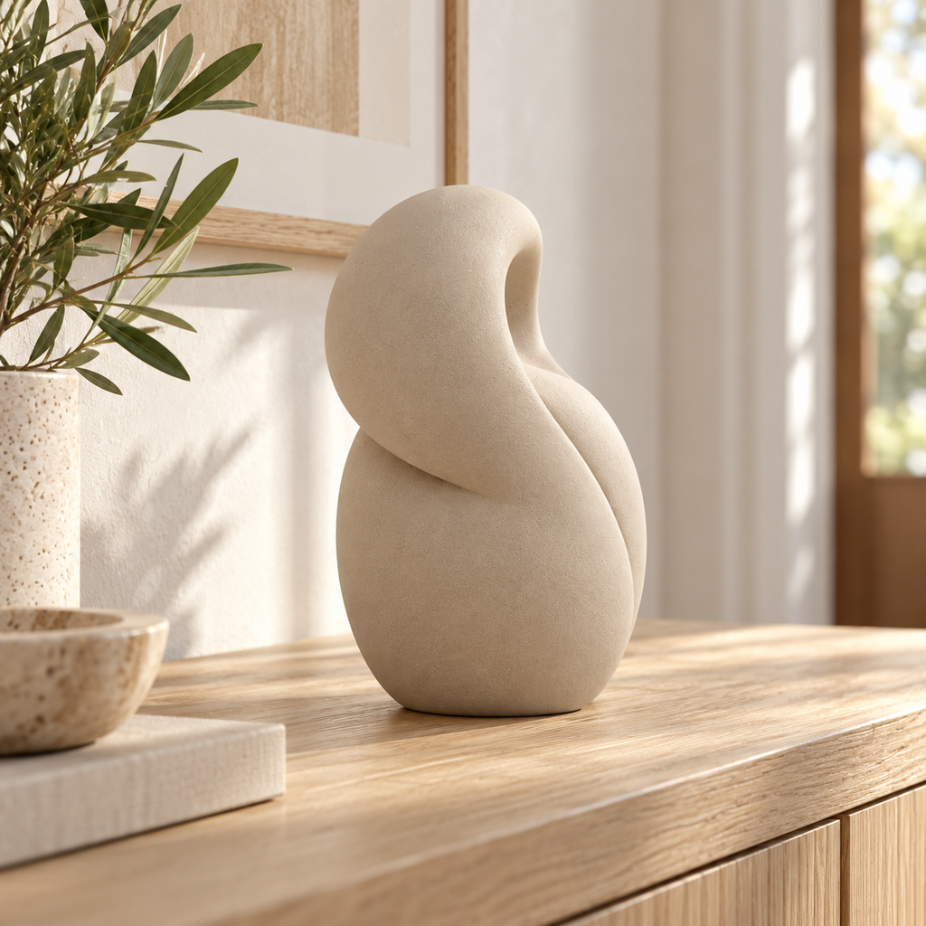 Elvessa Folded Seed Resin Sculpture - Oat Beige