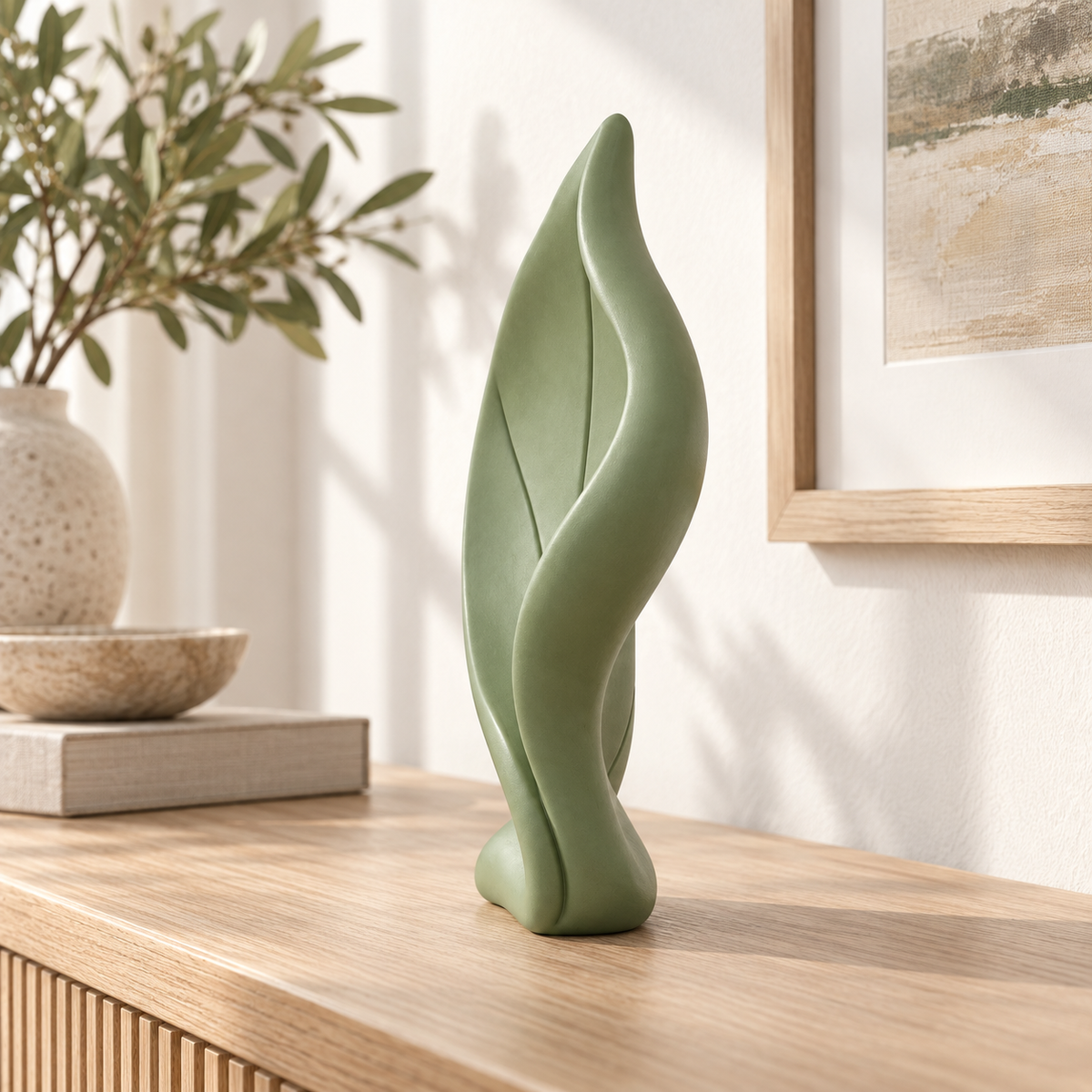 Brinora Veined Leaf Resin Sculpture - Sage Green