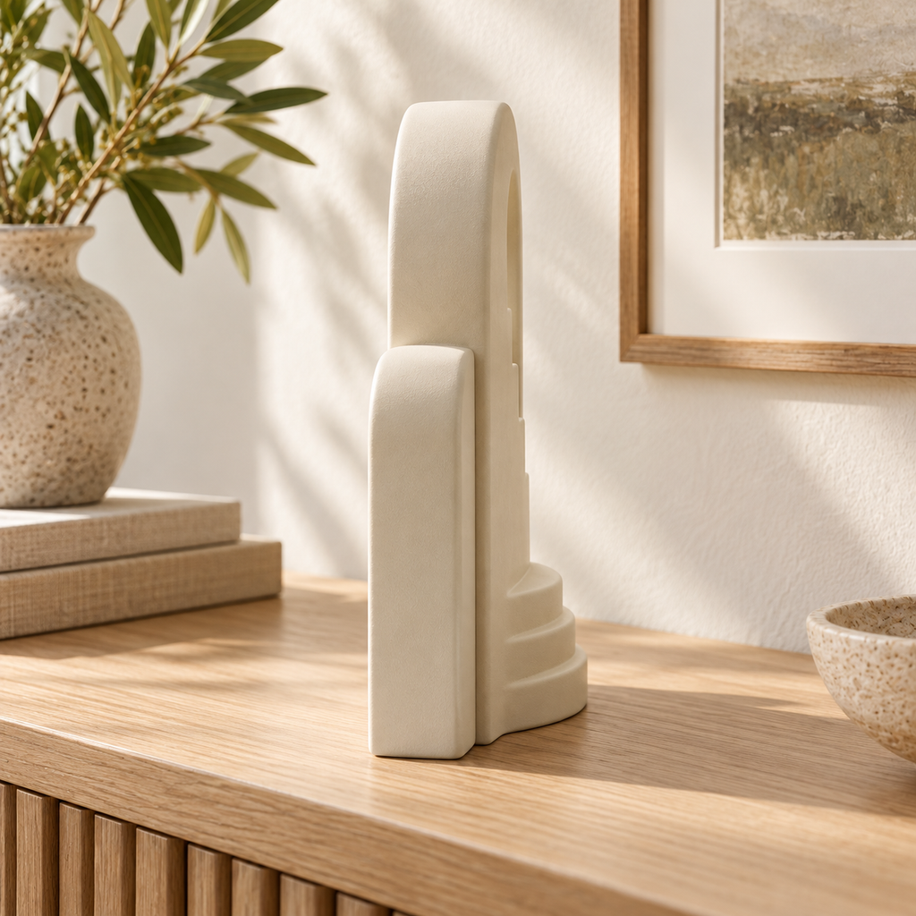 Avelune Terraced Window Resin Sculpture - Warm Ivory