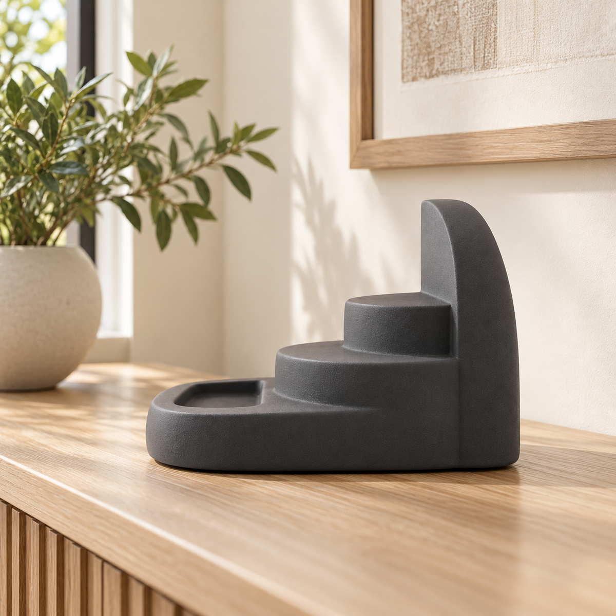 Cenvora Quiet Terrace Resin Sculpture - Charcoal Gray