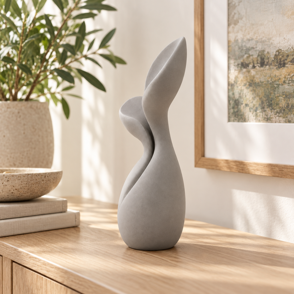 Mirevon Sprout Fold Resin Sculpture - Stone Gray