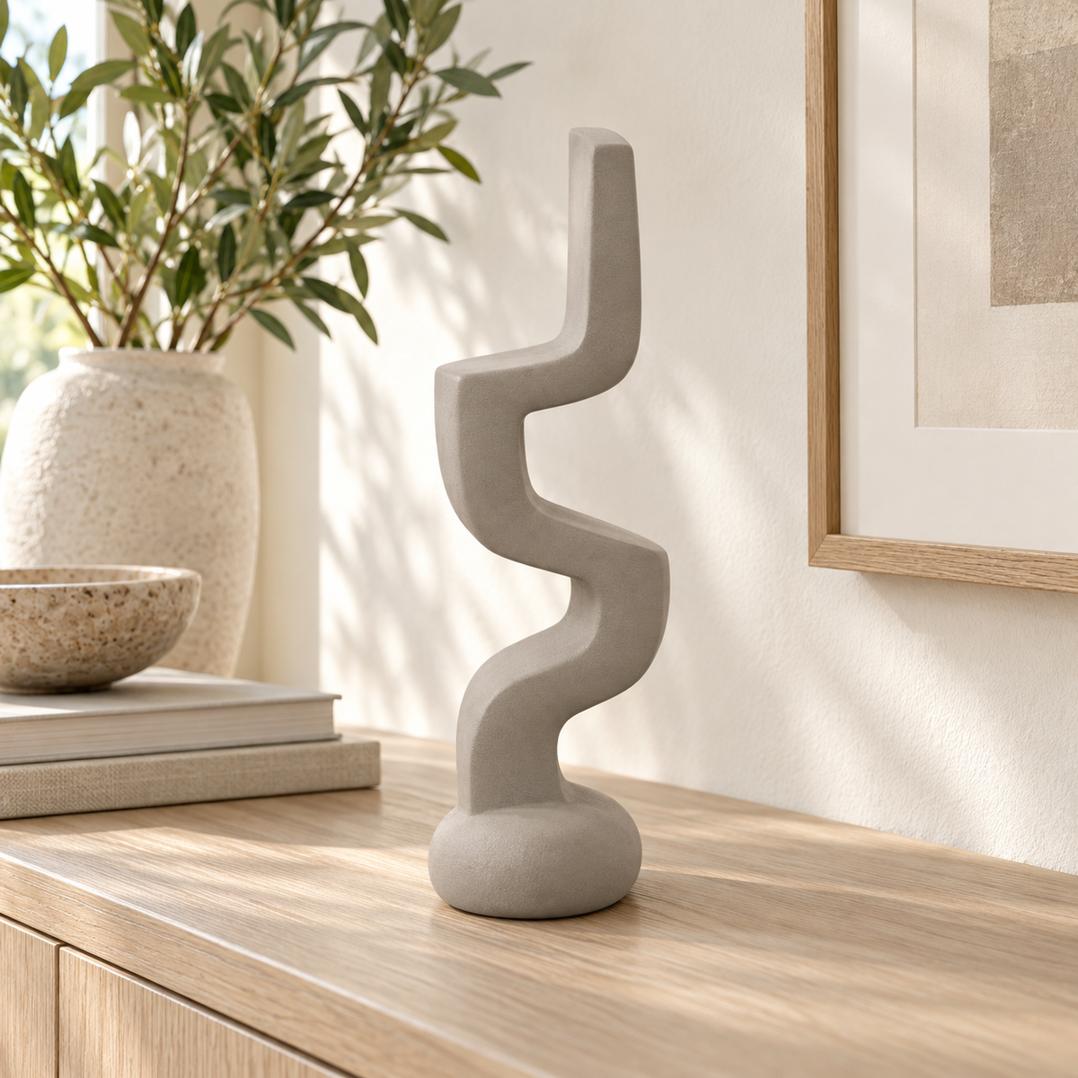Orriven Stepped Ribbon Resin Sculpture - Warm Gray