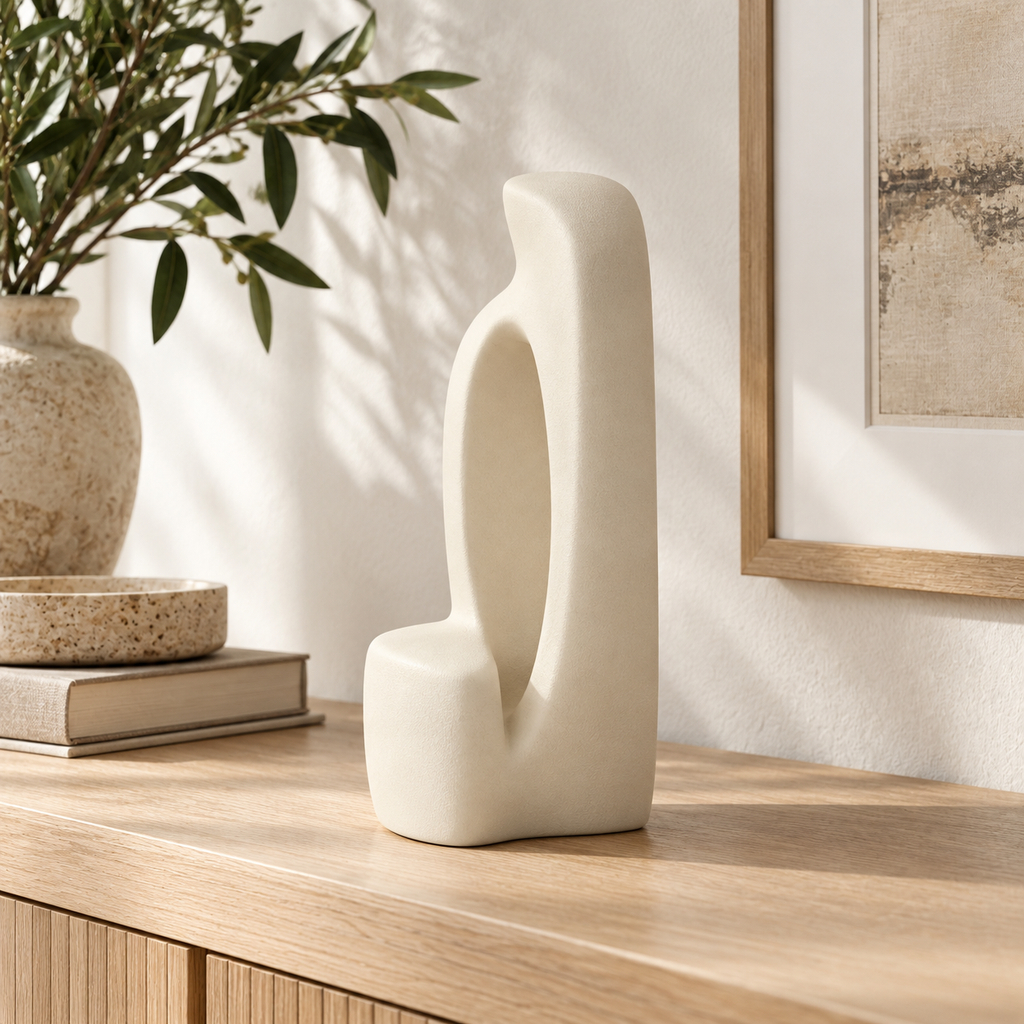 Isverna Curved Alcove Resin Sculpture - Cream