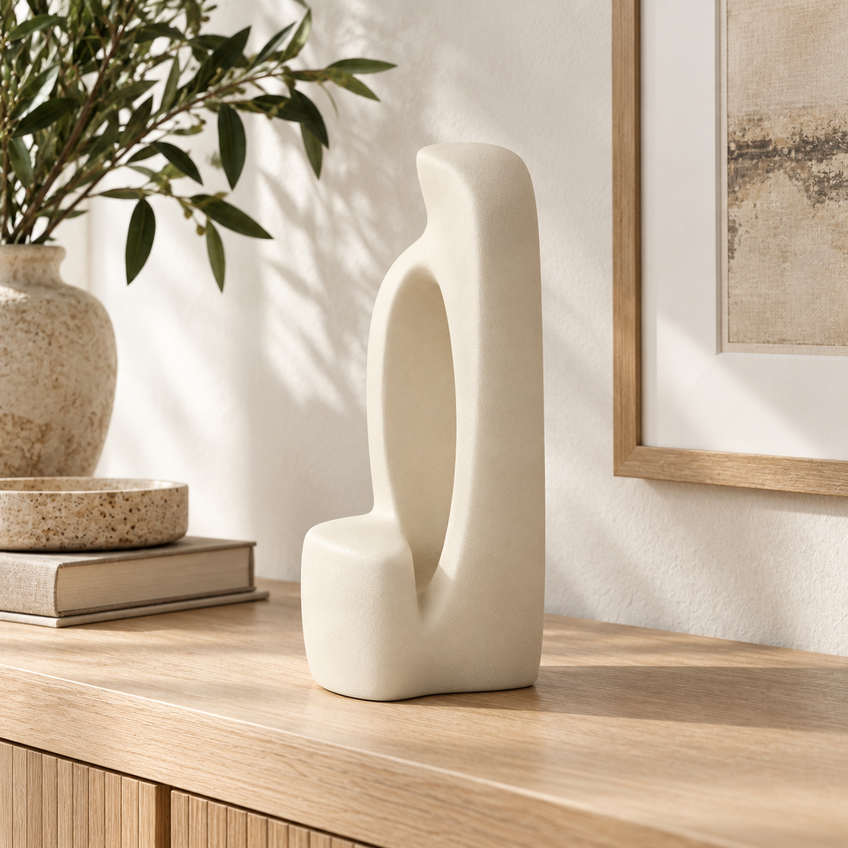 Isverna Curved Alcove Resin Sculpture - Cream