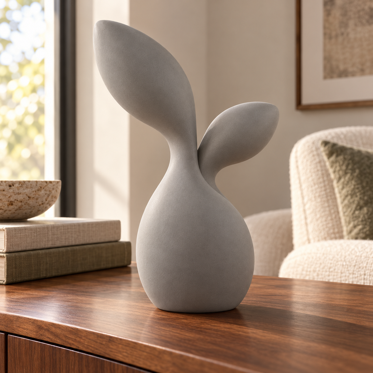 Mirevon Sprout Fold Resin Sculpture - Stone Gray