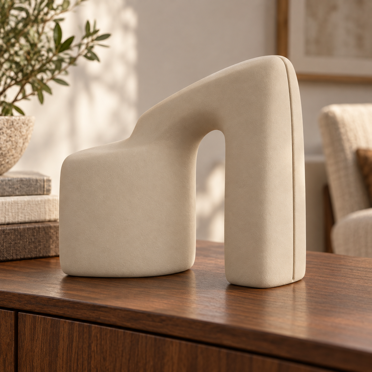 Rovelia Folded Passage Resin Sculpture - Sand Beige