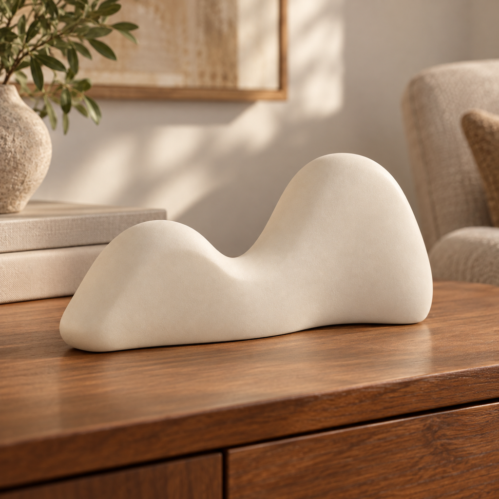 Nuvarel Contour Wave Resin Sculpture - Cream