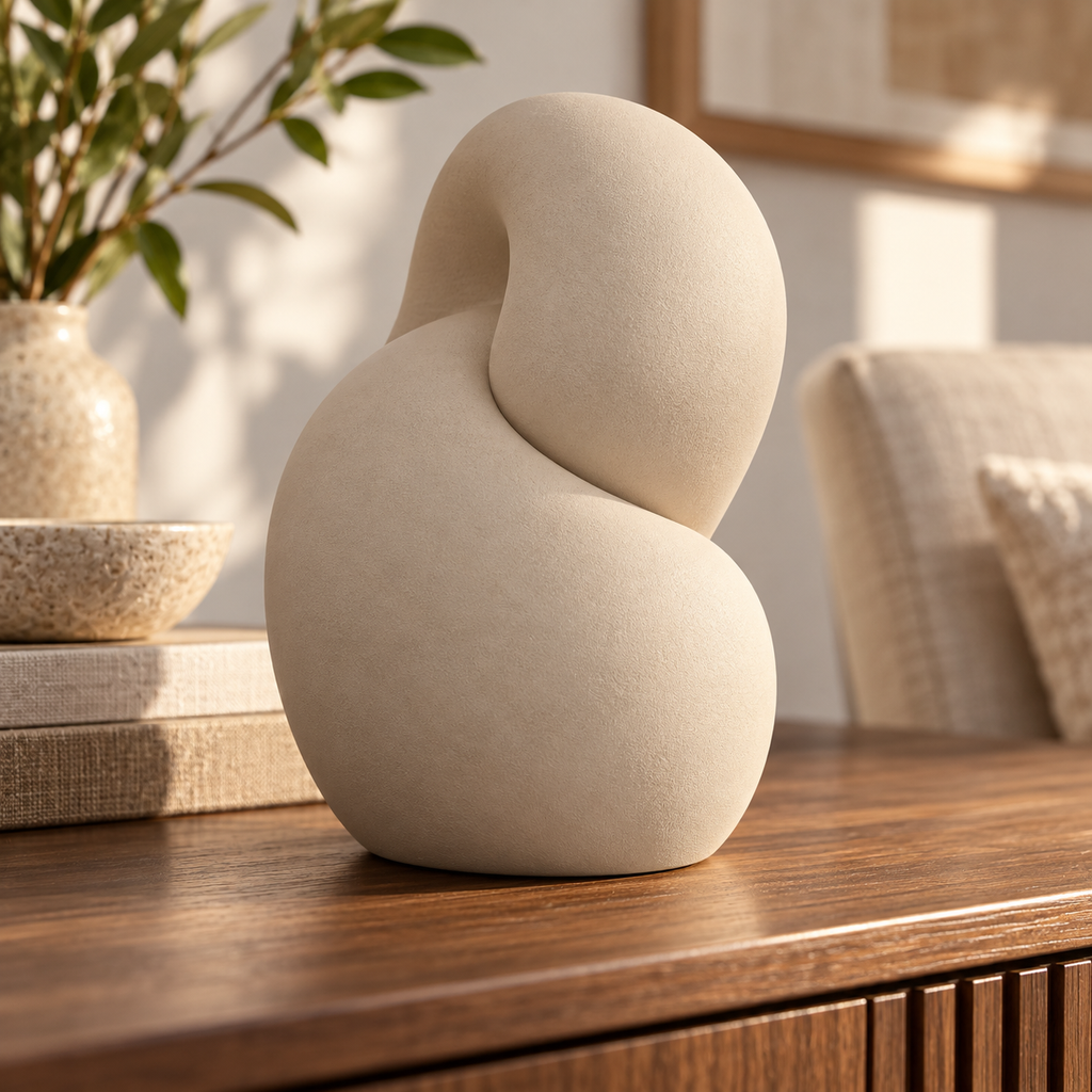 Elvessa Folded Seed Resin Sculpture - Oat Beige